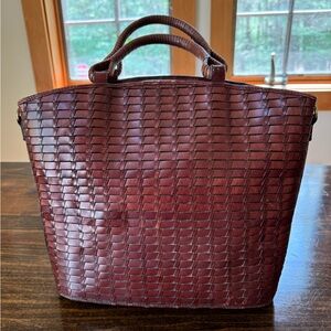 Fossil woven leather bucket bag